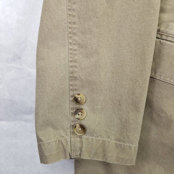 LL Bean Sport Coat Mens 40R Khaki Safari 2 Button Cotton Unlined Blazer Jacket - Picture 5 of 16